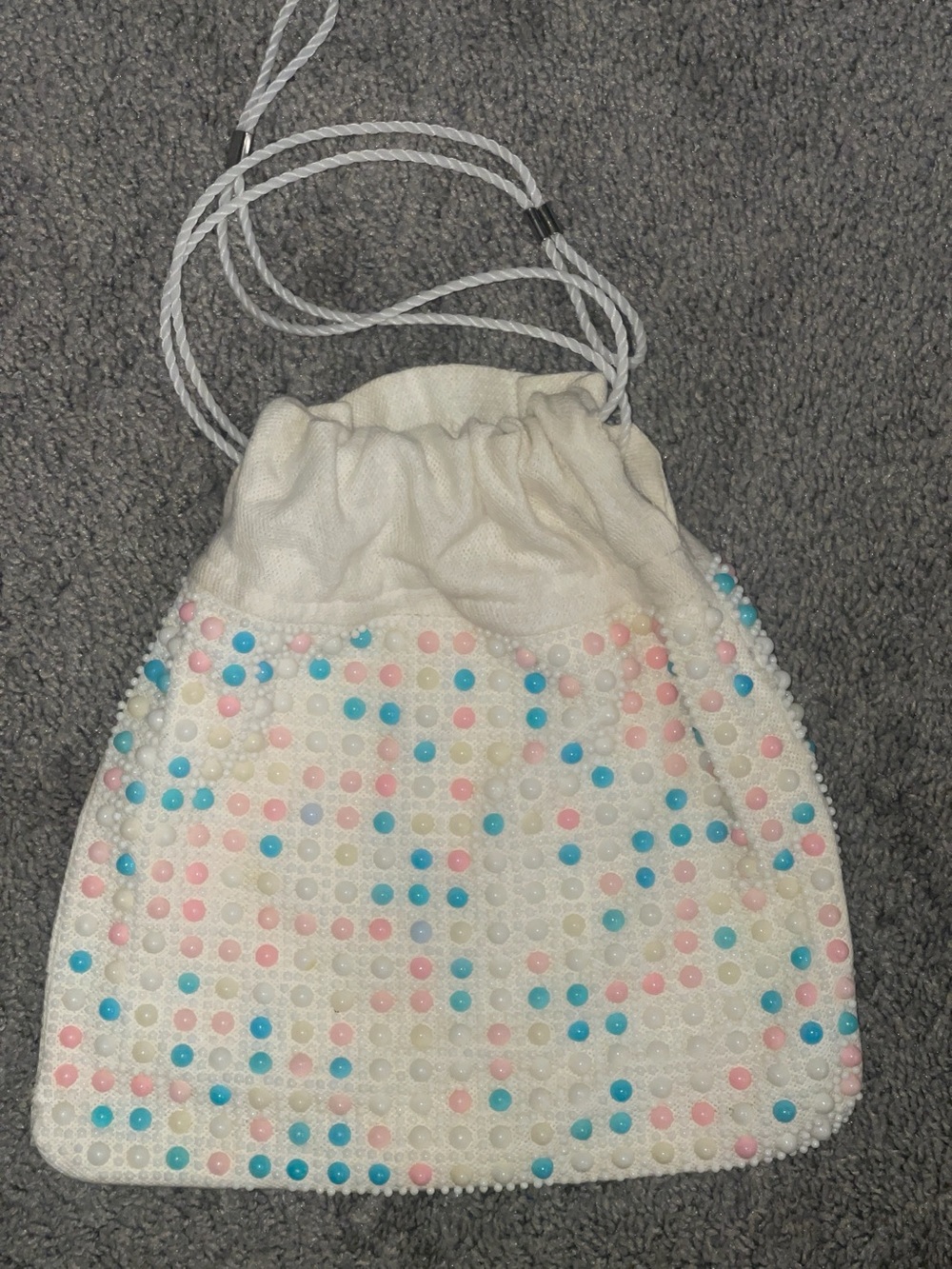 Vintage 60’s pastel bubble bead cosmetic bag